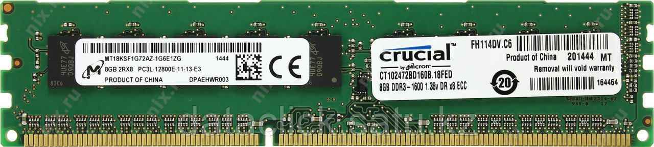 Оперативная память CT8G4RFS4213 Crucial DRAM 8GB DDR4 2133 MT/s (PC4-17000) CL15 SR x4 ECC Registered DIMM 288