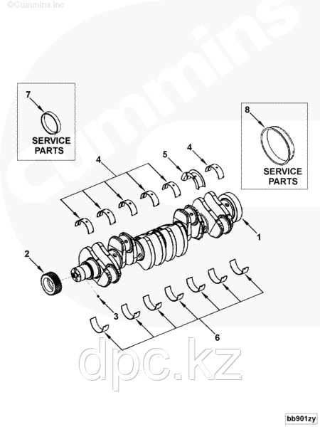 Вкладыши коленвала коренные 0,25 (комплект) Сummins 6CT ISC L 3945918 3800271
