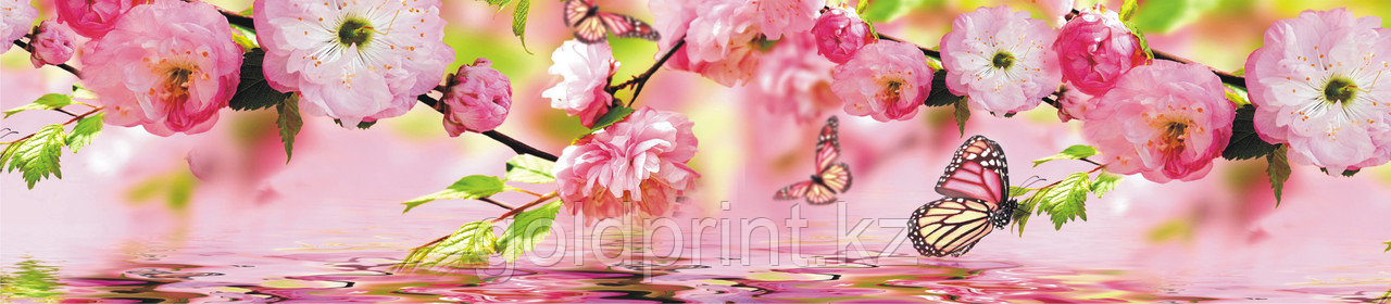 Кухонный фартук УФ Розовые цветы - фото 3 - id-p42257155