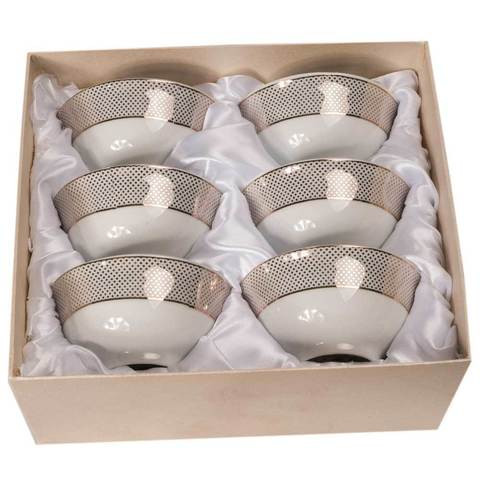 Набор для чая из 6 пиал с позолоченным узором 24 Карат (Ромбики) - фото 1 - id-p42263616