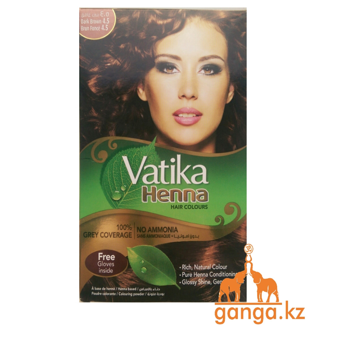 Хна для окрашивания волос Темно-коричневая Ватика (Dark Brown Vatika DABUR), 6 шт*10 гр