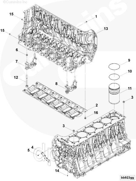 Блок цилиндров Cummins ISG12 4309568 3697832 3697763 3697690 3697593 3697306 3696804 3697830 3697591 3696918