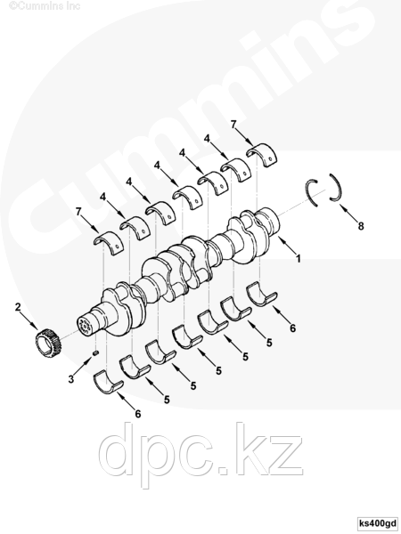 Вкладыши коренные коленвала (3-го ремонта 0,75) Cummins KTA19 AR12273 3014059