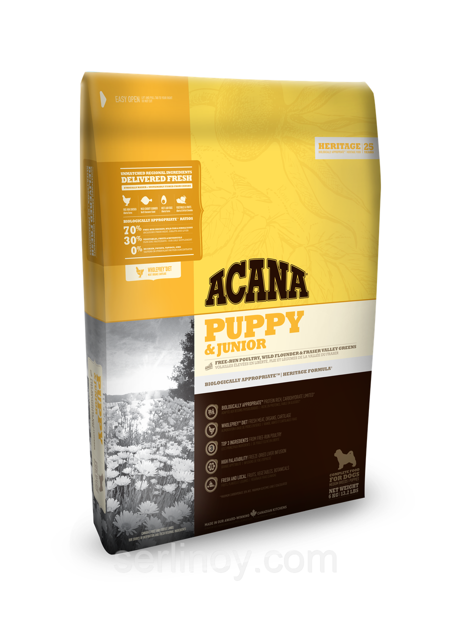 Acana Heritage Puppy & Junior сухой корм для щенков средних пород