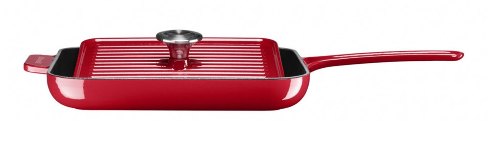 Сковорода чугунная KitchenAid, квадратная 25*25см с прессом 20*20 см