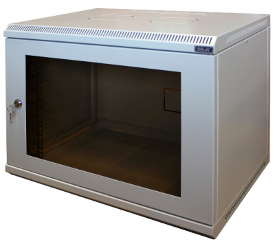 Шкаф настенный МиК 6U, 600*350*360, BASIS, серый, дверь-стекло, фото 1