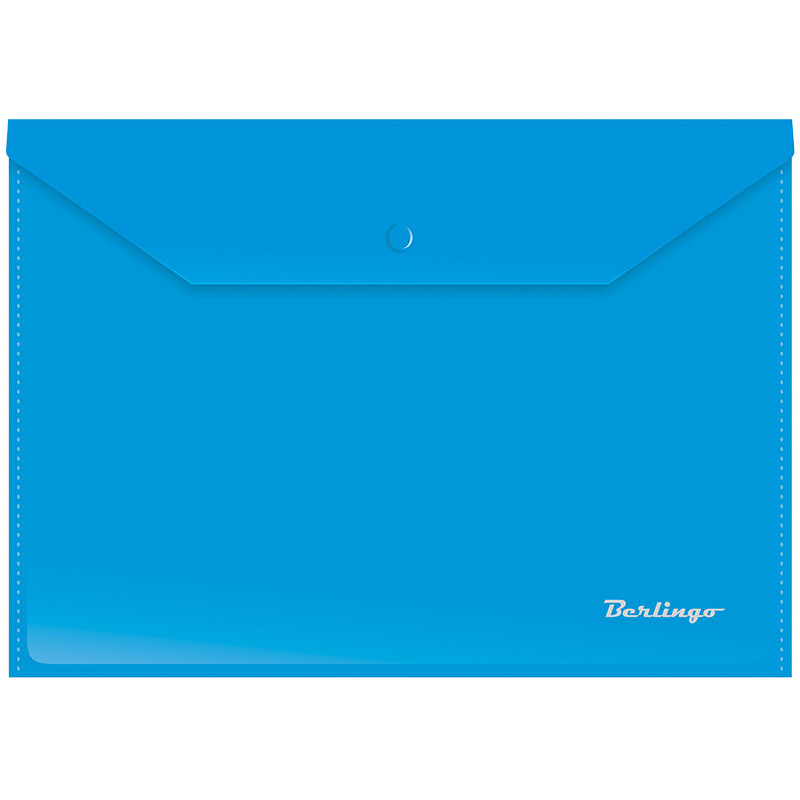 Папка конверт на кнопке А4 синяя Berlingo