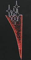 Вертикальное световое панно на опоры Рожок со звездами красный 200*65 см