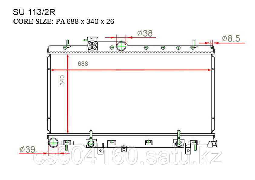 Радиатор  Subaru Impreza. II пок. 2000-2007 2.0i / 2.0i Turbo / 2.5i Turbo Бензин