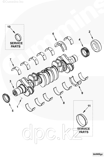 Комплект вкладышей коленвала STD Cummins ISBe285 3929021 3978824 3978822 3929016