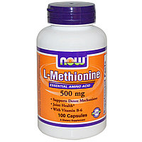 Now Foods, L-метионин, 500 мг, 100 капсул.
