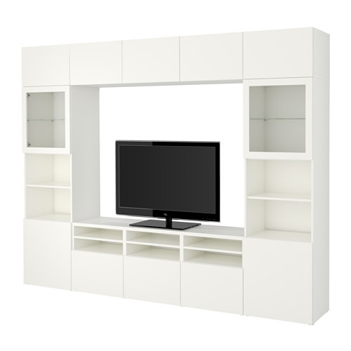 Шкаф для ТВ БЕСТО комбин/стеклян дверцы белый ИКЕА, IKEA 