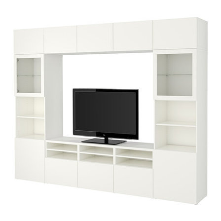 Шкаф для ТВ БЕСТО комбин/стеклян дверцы белый ИКЕА, IKEA , фото 2