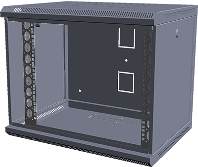 Шкаф настенный МиК 6U, 600*450*360, KEYS, серый, дверь-перфорация+стекло, фото 2