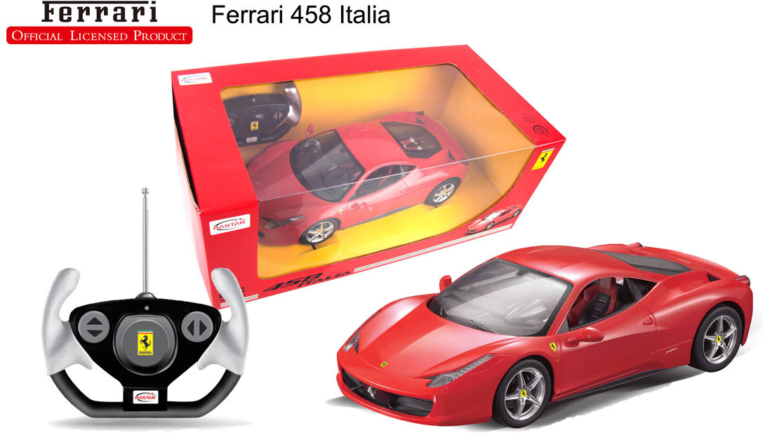 RASTAR RC Р/У Машина 1:14 47300 Ferrari 458 Italia, яркая коробка, независимая подвеска, 2 цвета в асс., 43х24х18см, свет. фары и стоп-сигналы