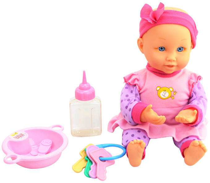 DollyToy DOL0605-002 Интерактивный пупс "Весёлые прятки" (32 см, датчик света, закрывает лицо, смеётся, аксес. )