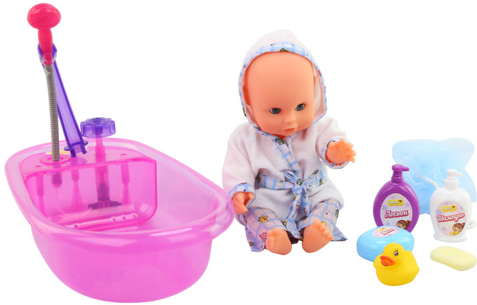 DollyToy DOL0804-020 Интерактивный пупс "Маленький чистюля" (33 см, пьёт, ходит в туалет, функц. ванна, аксес.)