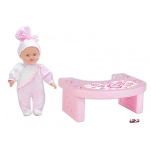 LT 98035 Tiny Baby - Мягкий пупс(30см) с оригинальным розовым столиком для игры
