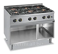 Плита газовая 6 гарелок на нейтральном шкафу APACH APRG-117P Италия