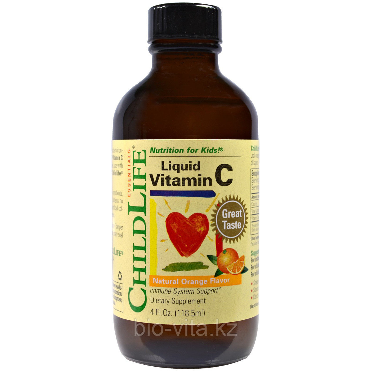 ChildLife, Жидкий витамин C(натуральный), с  апельсиновым вкусом, (118,5 мл).