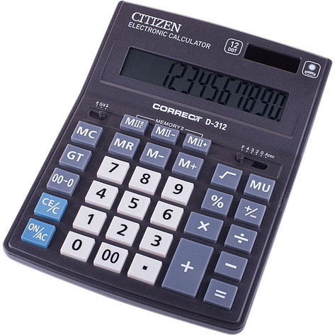 Калькулятор настольный Correct D 12 разрядов, двойное питание, 155*205*28 мм, черный, фото 2