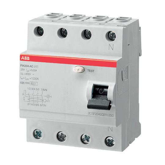 2CSF204004R1630 Выключатель дифференциального тока УЗО ABB 4 полюса FH204 AC 63 А, 30 мА