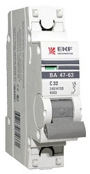 Автоматический выключатель ВА 47-63, 1P 63А(С)4,5kA EKF PROxima