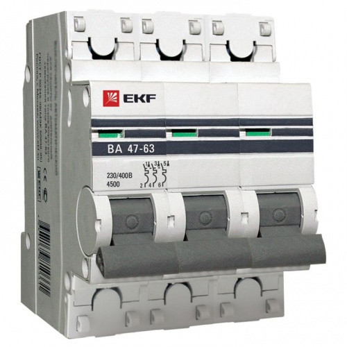 Автоматический выключатель ВА 47-63, 3P 40А (C) 4,5kA EKF PROxima - фото 1 - id-p42758593
