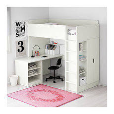 Кровать-чердак СТУВА 2 полки/2 дверцы белый ИКЕА, IKEA, фото 3