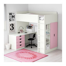 Кровать-чердак СТУВА 4 ящика/2 дверцы розовый ИКЕА, IKEA, фото 3