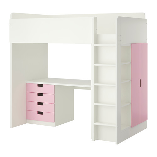 Кровать-чердак СТУВА 4 ящика/2 дверцы розовый ИКЕА, IKEA