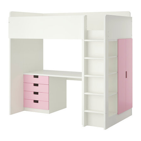 Кровать-чердак СТУВА 4 ящика/2 дверцы розовый ИКЕА, IKEA, фото 2
