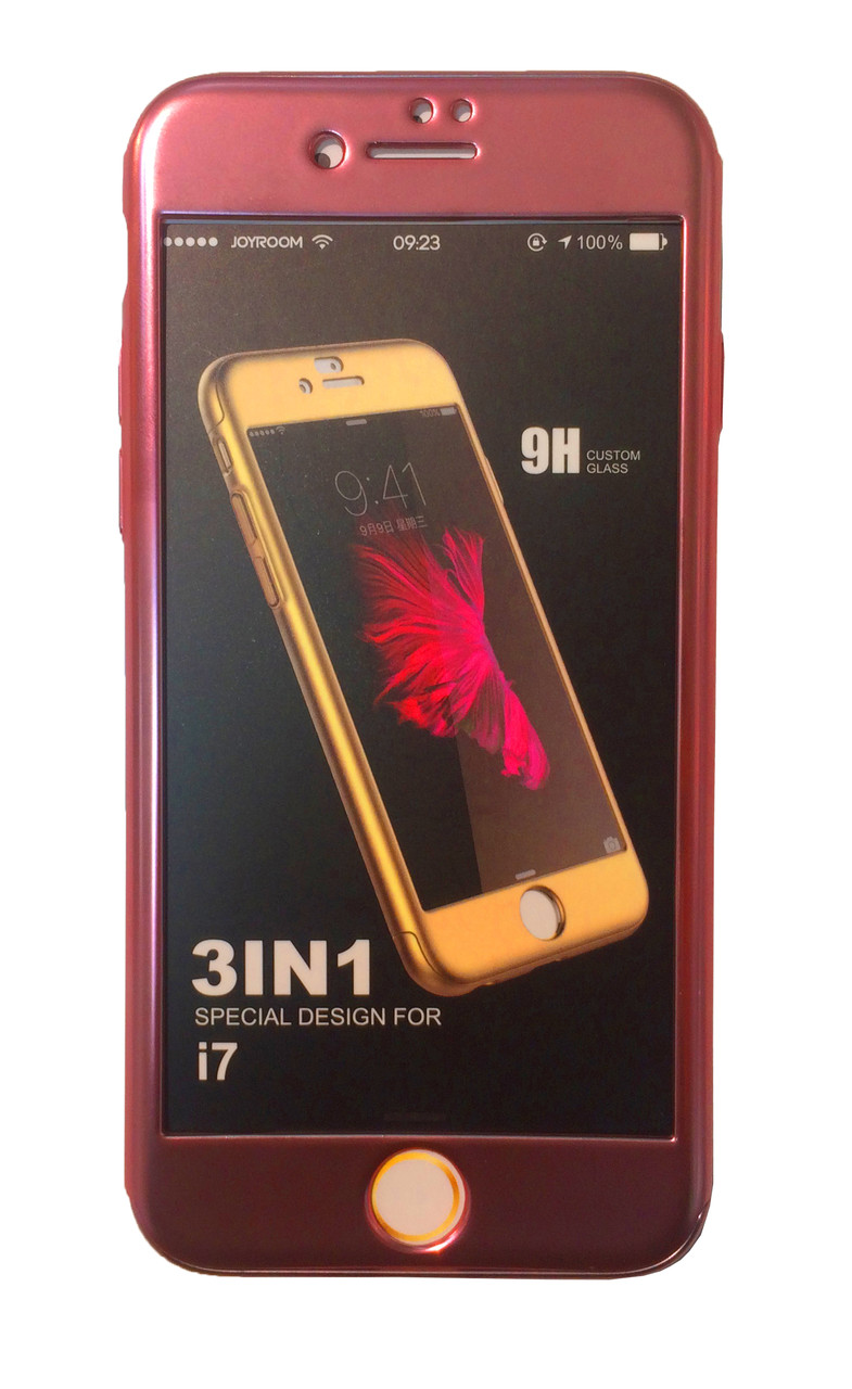 Пластиковый чехол 360 градусов JOYROOM с кольцом для iPhone 7 (красный)