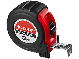Рулетка ЗУБР "МАСТЕР", обрезиненный корпус, на карточке, 3м/16мм