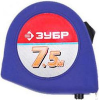 Рулетка ЗУБР "МАСТЕР" "КОМФОРТ", корпус с резиновым напылением, 7, 5мх25мм