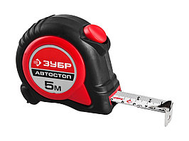 Рулетка ЗУБР "МАСТЕР", двухкомпонентный корпус, автостоп, 5м/25мм