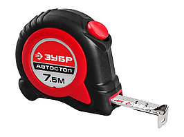 Рулетка ЗУБР "МАСТЕР", двухкомпонентный корпус, автостоп, 7, 5м/25мм