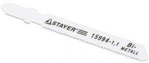 Пилки STAYER "PROFI" для эл/лобзика, HSS, по мягкому металлу (3-15мм), EU-хвост., шаг 3мм, 75мм, 2шт - фото 1 - id-p42776270
