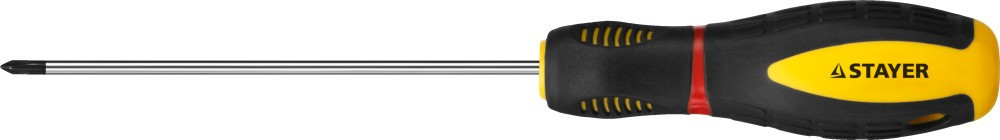 Отвертка STAYER "PROFI" "PROTech", двухкомп рукоятка, намагниченная, Cr-Mo, SL6, 0x100мм