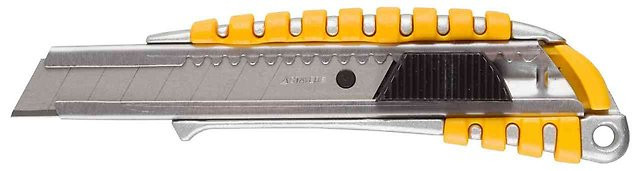 Нож STAYER "MASTER" металлический обрезиненный корпус, автостоп, 18мм