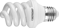 Энергосберегающая лампа СВЕТОЗАР "ЭКОНОМ" спираль, цоколь E27(стандарт), Т3, яркий белый свет(4000 К), 8000час, 15Вт(75)