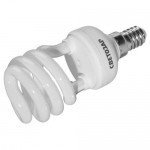 Энергосберегающая лампа СВЕТОЗАР "КОМПАКТ" спираль, цоколь E14(миньон), Т2, яркий белый свет(4000 К), 10000 час, 