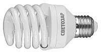 Энергосберегающая лампа СВЕТОЗАР "КОМПАКТ" спираль, цоколь E27(стандарт), Т2, яркий белый свет(4000 К), 10000час, 20Вт(100)