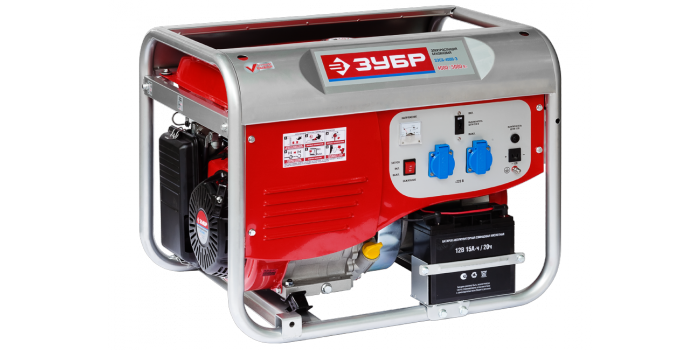 Электростанция ЗУБР бензиновая, 4-х тактная, ручной и электрический пуск, 220/12В, 4000Вт
