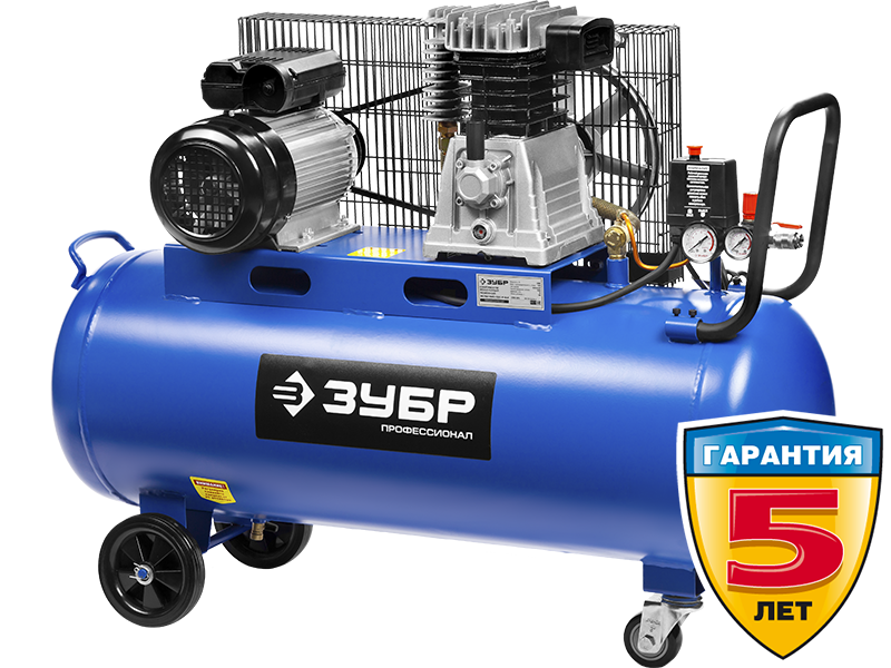Компрессор ЗУБР "ПРОФЕССИОНАЛ" воздушный, поршневой, масляный, ременной привод, 440л/мин, 100л, 10Атм, 2200Вт, 220В