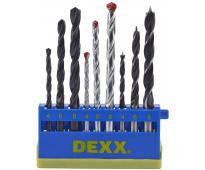 Набор DEXX: Сверла комбинированные, по металлу d=4-6-8мм, по дереву d= 4-6-8мм, по кирпичу d=4-6-8мм, 9 предметов