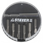 Набор STAYER Биты "MASTER" с магнитным адаптером в круглом мини-боксе, PH1, PH2, PH3, PZ1, PZ2, PZ3, 7 пред