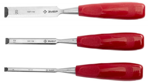 Набор ЗУБР Стамески "МАСТЕР" с пластмассовой ручкой, 8; 12; 16; 20мм, 4шт