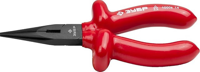 Тонкогубцы ЗУБР "МАСТЕР" "ЭЛЕКТРИК" диэлектрические, высоковольтные до ~1000В, 160мм