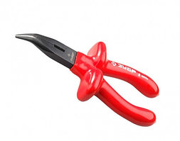 Тонкогубцы изогнутые ЗУБР "ЭЛЕКТРИК", хромоникелевое покрытие, высоковольтные до ~1000В, 160мм